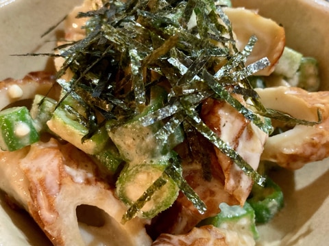 オクラとチクワのマヨぽん和え♪